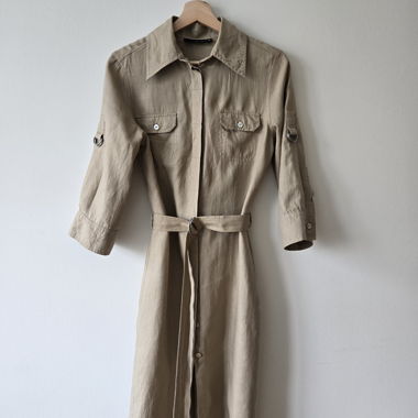 HENNES DRESS, BEIGE, LINEN, 38,VERY GOOD CONDITION