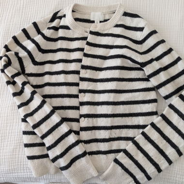 Cardigan a Maglia Rigato crema-nero