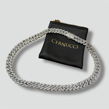 Cernucci iced out prong Cuban chain white gold