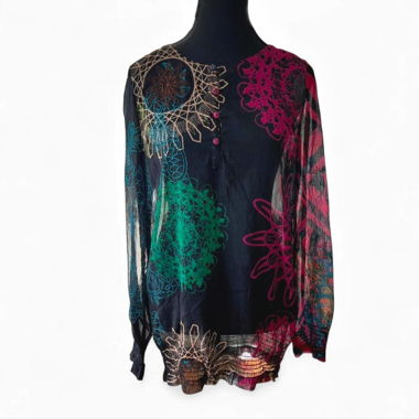 Chemisier transparent à boutons fleuri Y2K Desigual (S/M)