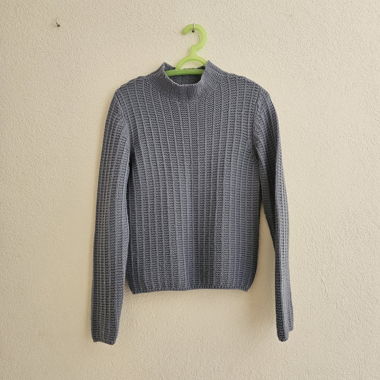 Maglione in maglia blu-grigio
