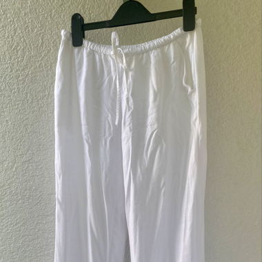 Weisse Leinenhose low waist