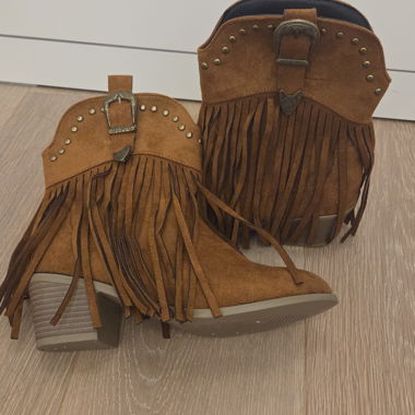 Cowboy-style heeled ankle boots