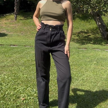 pantaloni neri vita alta 
