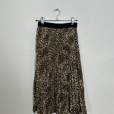 Gonna plissé con stampa leopardata