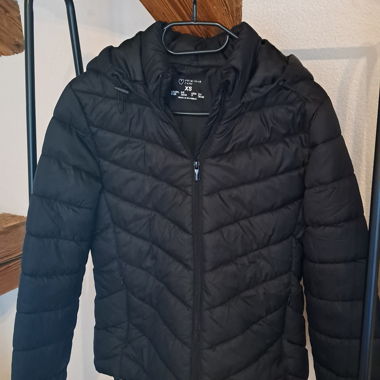 Schwarze Daunenjacke mit Kapuze XS