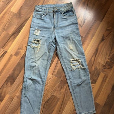SHEIN Mom Jeans XS, hellblau, destroyed
