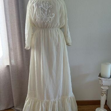 Long Embroidered Cream Dress