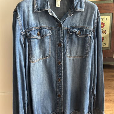 blue denim button up shirt