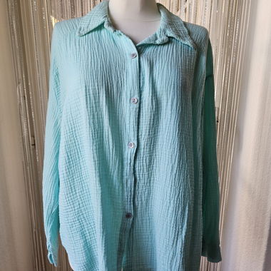Oversize Musselinbluse in Pastell Mint
