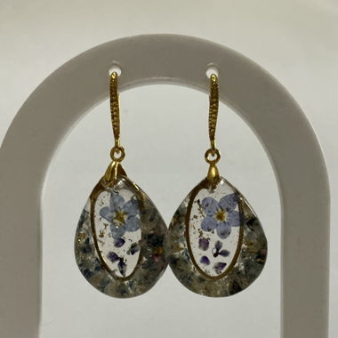 Handmade Boucles d'oreilles et fleurs séchées