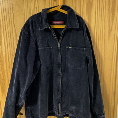 Camicia con zip in velluto a coste Supreme nera M