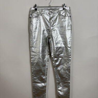 Jeans skinny argento metalizzato