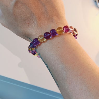 Bracelet en perles d'améthyste et citrine 