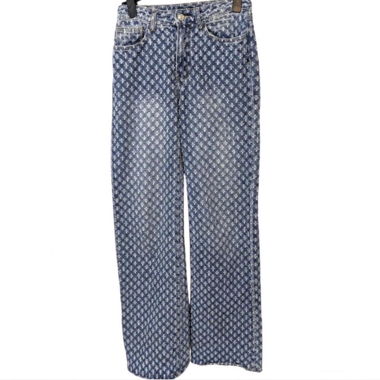Jaded London blue and white denim wide leg jeans