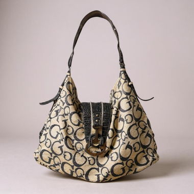 Guess Y2K Schwarze & Beige Logo Schultertasche