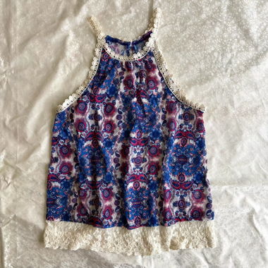 “Palette” floral paisley design mesh cami top