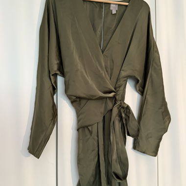 ASOS Khaki Satin Tie Dress