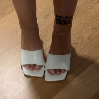 White block heeled sandal