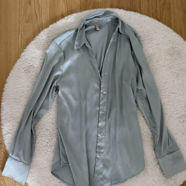 Slate Blue Satin Blouse