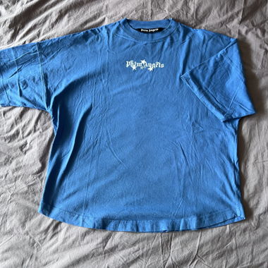 T-shirt blu Palm Angels con stampa