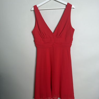 Red V-neck Dress
