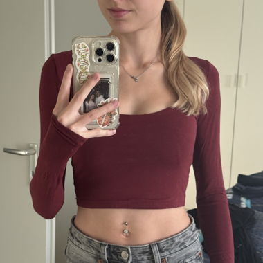 Crop top manica lunga in rosso, TALLY WEiJL