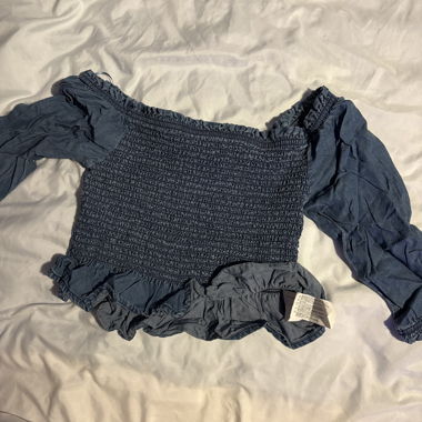 Blouse Courte Off-Shoulder Bleue