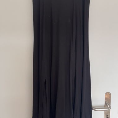 Long black jersey skirt with slits
