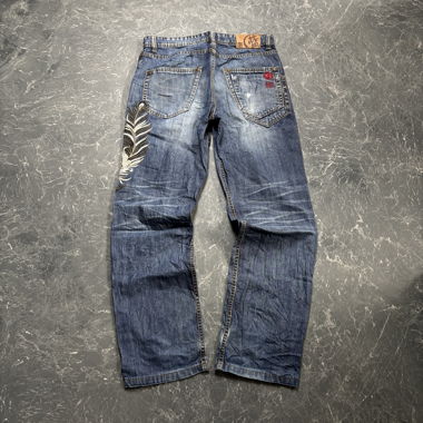 Jeans Vintage Japonais à Jambe Droite Imprimés (S)