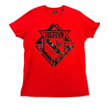T-shirt rouge Diesel pour homme