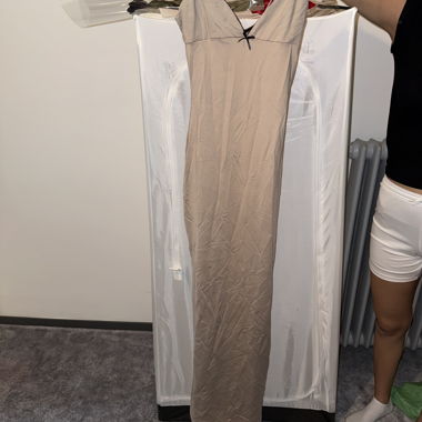 Beige Satin Long Dress
