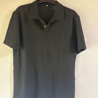 Polo nero testurizzato