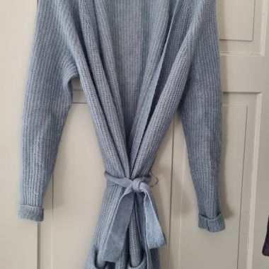 Long Blue Knit Cardigan