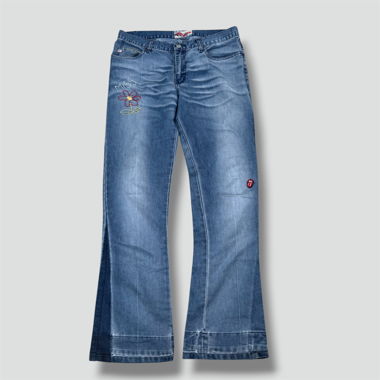 Jeans Miss Sixty Kiss floreali vintage a gamba larga