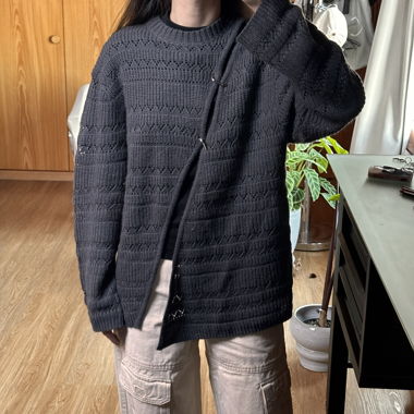 Asymmetrical dark grey knitted pullover 