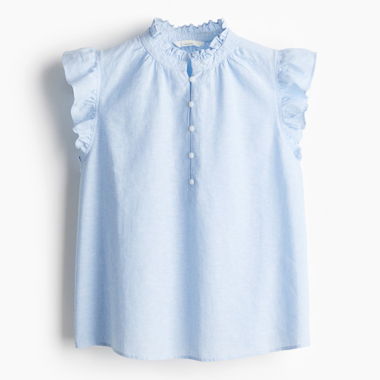 Light blue linen blend top