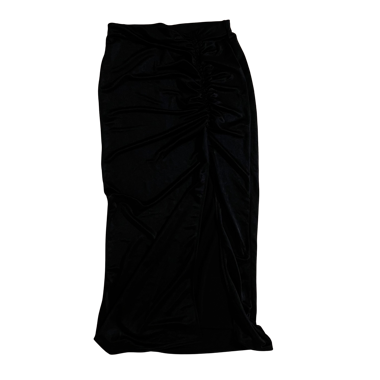JUPE MIDI EN SATIN NOIR FROISSÉE TOPSHOP