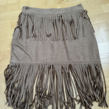 Beige Fringe Skirt