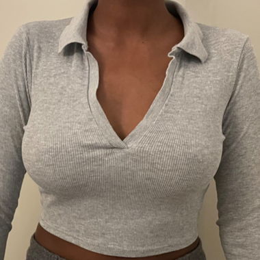 Gray Ribbed Crop Top