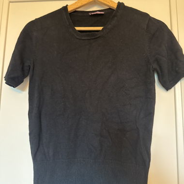 Black Short-Sleeve Knit Top