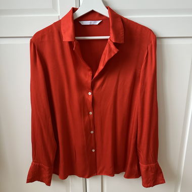 MANGO spicy red flowy shirt M