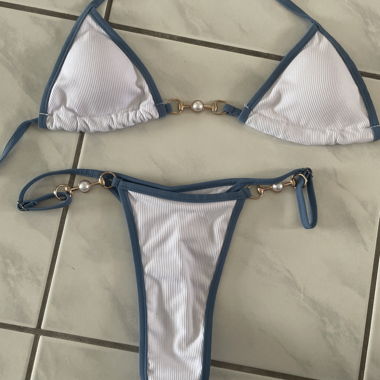 Bikini-Set blau/weiss