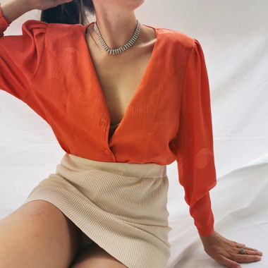 Orange satin vintage blouse