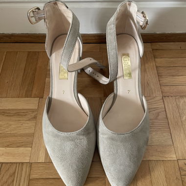 Gabor suede block heel pumps