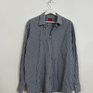 Gingham-Hemd mit Knopfleiste