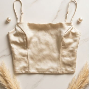 Top corsetto elegante champagne / bianco sporco