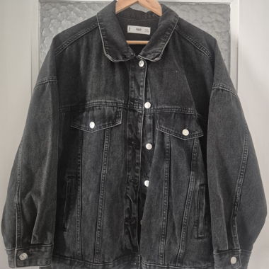 Veste en jean gris foncé Mango