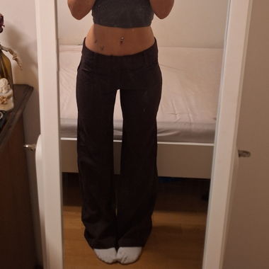 Brown low-waist fabric pants