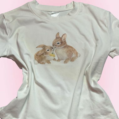 Kawaii bunny graphic tee, coquette fairycore